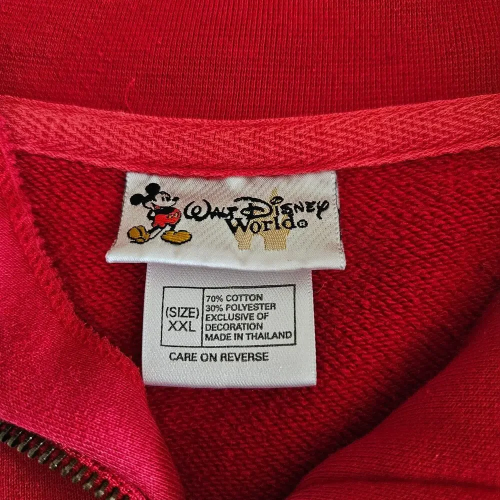 Walt Disney World VTG 1998 Quarter Zip Pullover Sweatshirt Red sz XXL